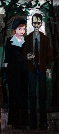 Férfi és nő I., 2008, olaj, farost, 180 x 80 cm