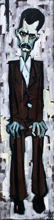József Attila, 2005, olaj, farost, 190 x 47 cm