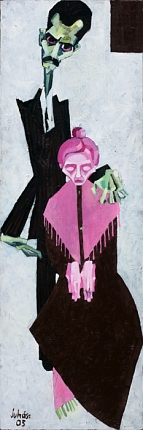 Kései sirató (József Attila a Mamával), 2005, olaj, farost 180 x 60 cm